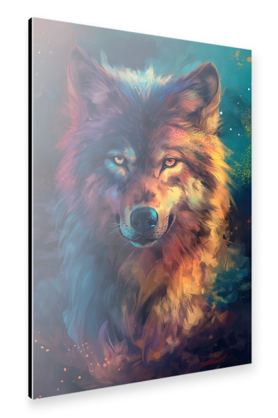 Alu-Dibond "Wolf Colorful (matart)" 30x20 cm artboxONE