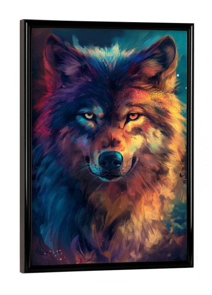 Poster mit schwarzem Rahmen "Wolf Colorful (matart)" artboxONE - Tiere - Wolf,Wölfe,Tier,Tiere,Natur,Wild,Bunt,Aquarell,Modern