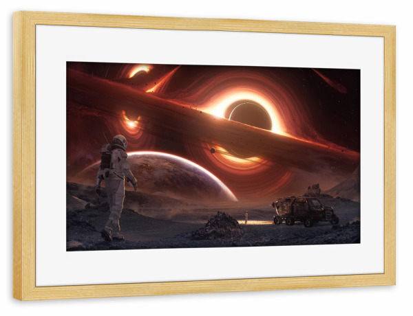 Poster mit Rahmen kiefer "Kosmischer Tango" artboxONE - Natur,Fiktion,Für Papa,Männer,Galaxy