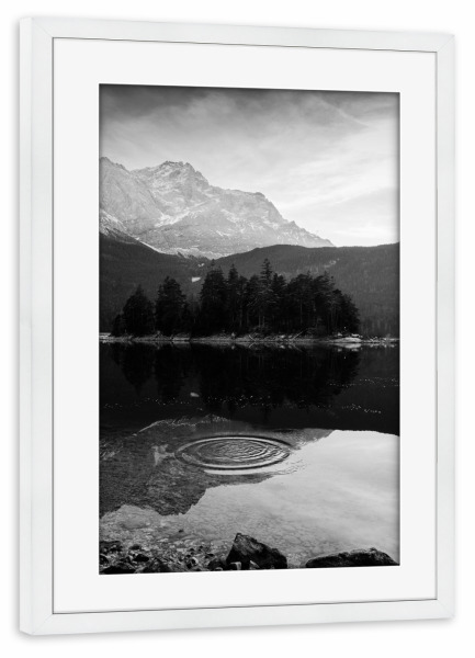 Poster mit Rahmen weiß "Eibsee" artboxONE - Natur,Reise,Abstrakt,Schwarzweiß,Reise / Länder