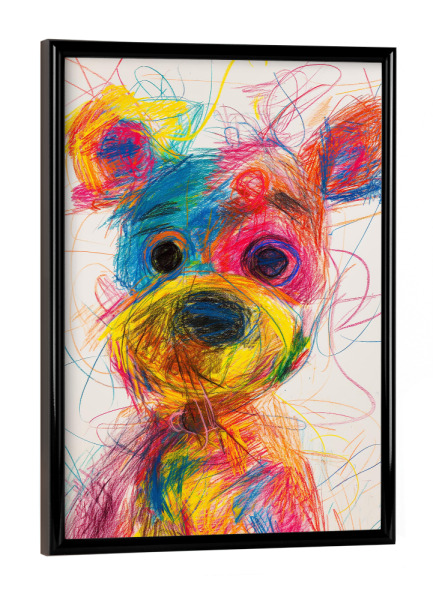 Poster mit schwarzem Rahmen "Bunter Bär" artboxONE - Für Kinder,Tiere - Bunt,Bär,Illustration,Tier,Kinder,Kinderzimmer