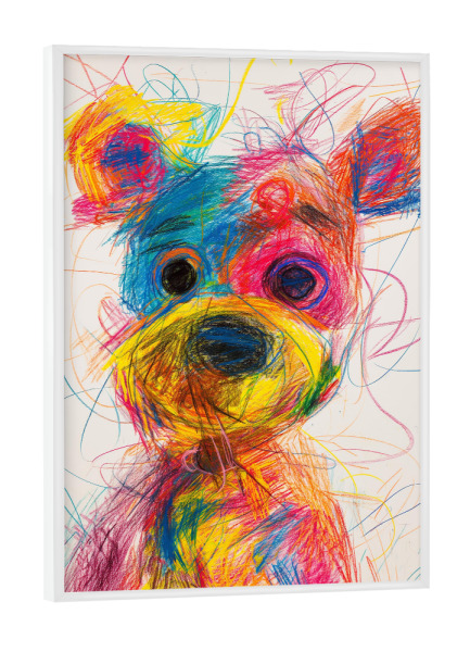 Poster mit weißem Rahmen "Bunter Bär" artboxONE - Für Kinder,Tiere - Bunt,Bär,Illustration,Tier,Kinder,Kinderzimmer