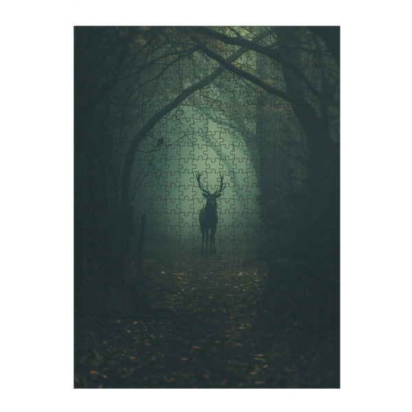 Puzzle Ravensburger "Hirsch auf dunklem Waldweg" artboxONE - Natur,Tiere - Natur,Tiere,Wald,Bäume,Dunkel,Schatten,Waldweg,Weg - Bild natur
