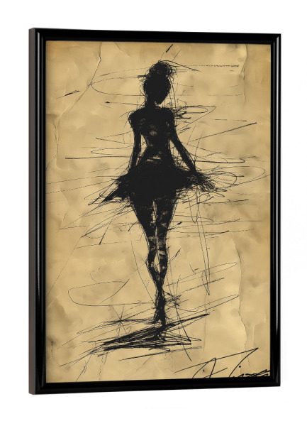 Poster mit schwarzem Rahmen "Female dance sketch" artboxONE - Menschen,Sport - Female,Frau,Sketch,Minimalistisch,Tänzerin,Tanzen