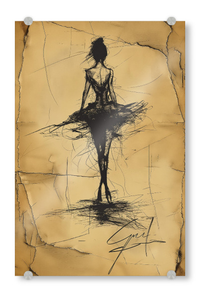 Acrylglasbild "Minimalistische Tänzerin" artboxONE - Menschen,Sport - Female,Frau,Sketch,Tänzerin,Minimalistisch,Sport