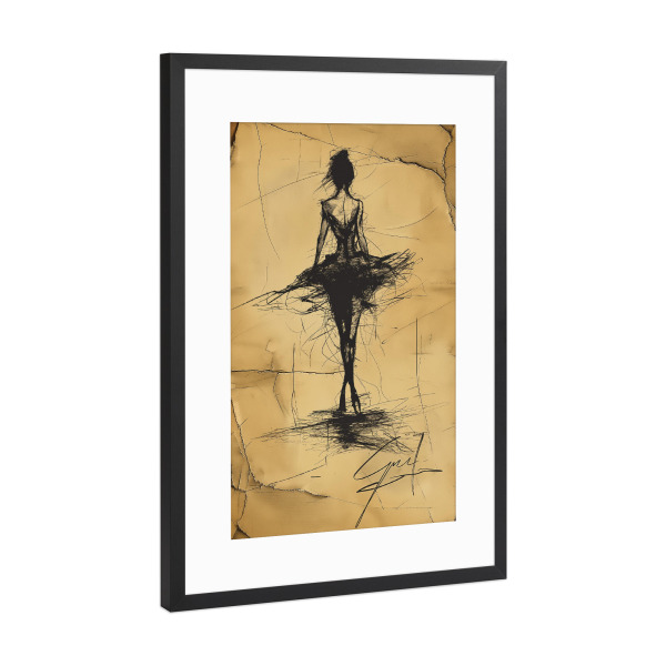 Poster mit Rahmen Schwarz (Metallic) "Minimalistische Tänzerin" artboxONE - Menschen,Sport - Female,Frau,Sketch,Tänzerin,Minimalistisch,Sport,Ki