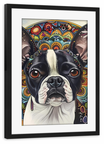 Poster mit Rahmen schwarz "Mandala - Boston" artboxONE - Natur,Tiere,Abstrakt