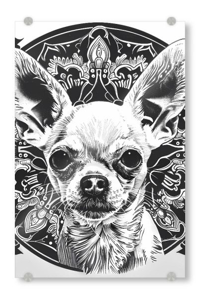 Acrylglasbild "Mandala - Chihuahua Weiß" artboxONE - Natur,Tiere,Abstrakt