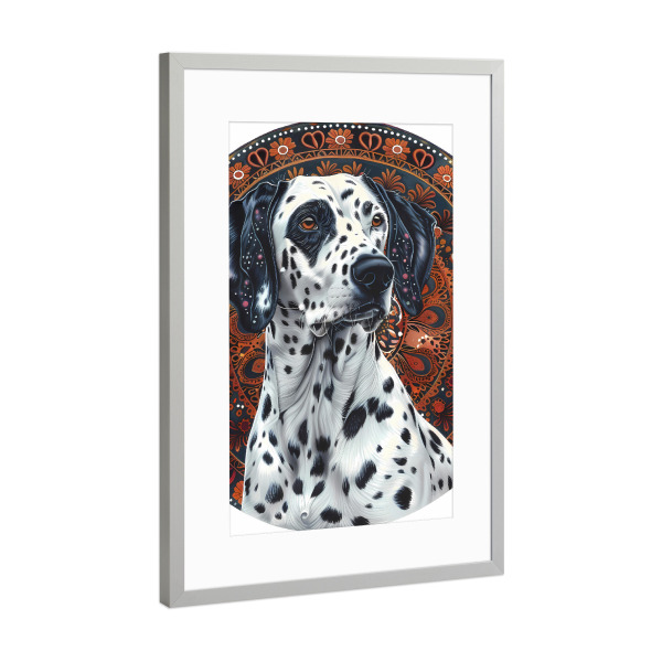 Poster mit Rahmen Silber "Mandala - Dalmatiner" artboxONE - Natur,Tiere,Abstrakt