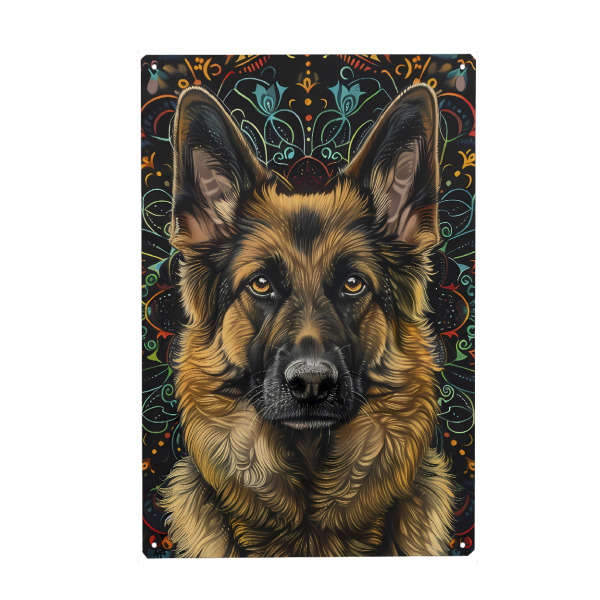 Metall Poster "Mandala - Deutscher Schäferhund" artboxONE - Natur,Tiere,Abstrakt