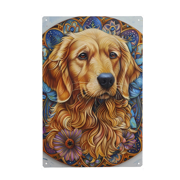 Metall Poster "Mandala - Golden Retriever" artboxONE - Natur,Tiere,Abstrakt