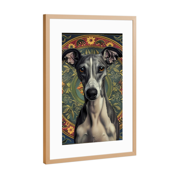 Poster mit Rahmen Kupfer "Mandala - Windhund" artboxONE - Natur,Tiere,Abstrakt