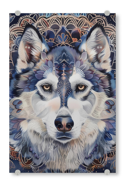 Acrylglasbild "Mandala - Husky Blue" artboxONE - Natur,Tiere,Abstrakt