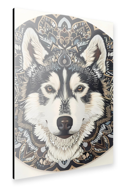 Alu-Dibond "Mandala - Husky" 30x20 cm artboxONE