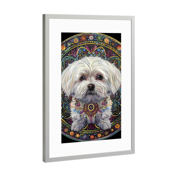 Poster mit Rahmen Silber "Mandala - Maltesisch" artboxONE - Natur,Tiere,Abstrakt