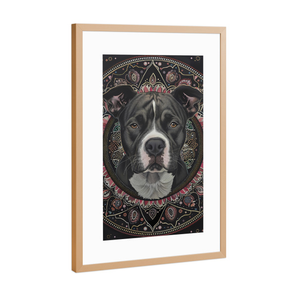 Poster mit Rahmen Kupfer "Mandala - Pitbull" artboxONE - Natur,Tiere,Abstrakt