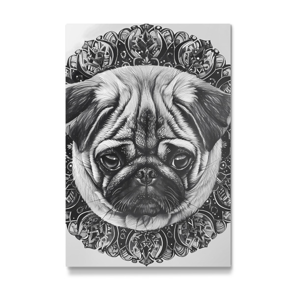Galerie-Print "Mandala - Mops Schwarzweiß" 30x20 cm artboxONE