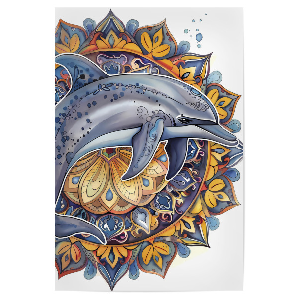 Poster "Mandala - Delphin" artboxONE - Natur,Tiere,Abstrakt