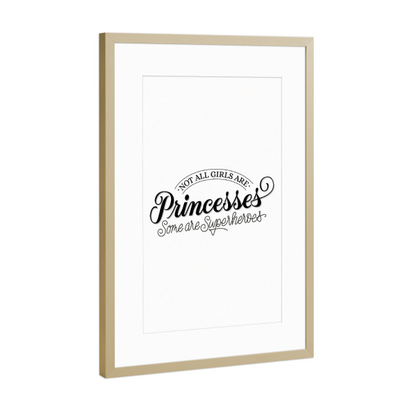 Poster mit Rahmen Gold "Prinzessin oder Superheldin" artboxONE - Typografie,Lustig