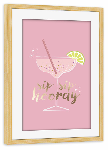 Poster mit Rahmen kiefer "Schluck Schluck Hurra" artboxONE - Essen & Trinken / Alkohol