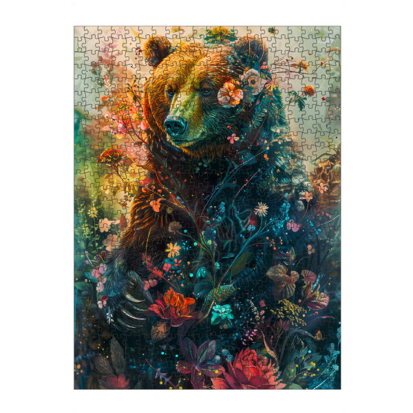 Puzzle Ravensburger "Bear Flowers 3 (matart)" artboxONE - Tiere - Bär,Bären,Grizzly,Tier,Tiere,Natur,Wild,Blumen,Modern - Bild bär