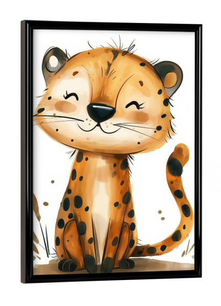 Poster mit schwarzem Rahmen "Gepard - Kinder Illustration" artboxONE - Für Kinder,Tiere,Lustig - Kinder,Kinderzimmer,Tier,Gepard,Lustig,Süß