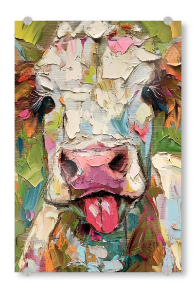 Acrylglasbild "Süßes buntes Hochland Rind" artboxONE - Tiere,Lustig - Tier,Highland kuh,Kuh,Hochland,Malerei,Gemälde,Lustig,Süß,Rind,Ki
