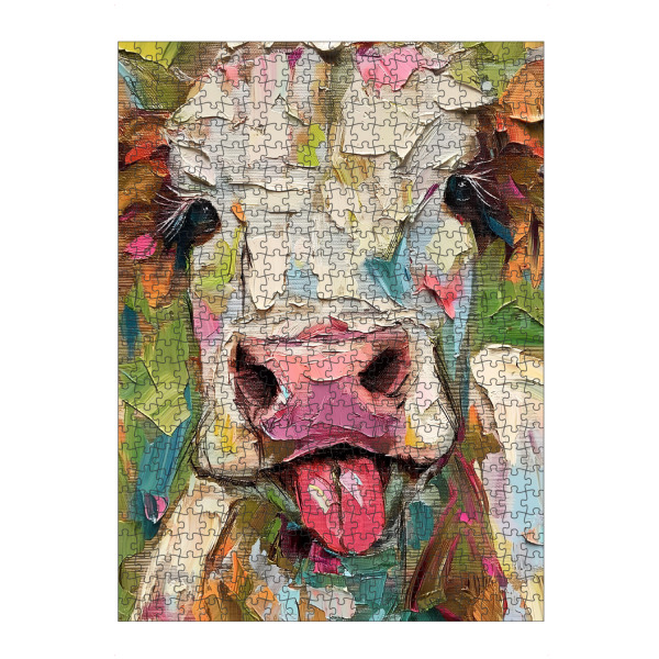 Puzzle Ravensburger "Süßes buntes Hochland Rind" artboxONE - Tiere,Lustig - Tier,Highland kuh,Kuh,Hochland,Malerei,Gemälde,Lustig,Süß,Rind
