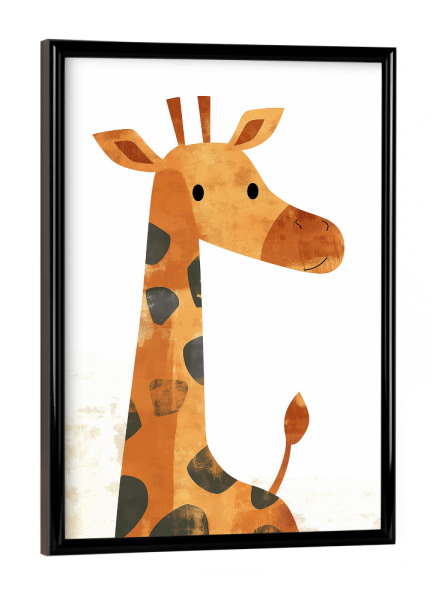 Poster mit schwarzem Rahmen "Giraffe - Kinder Illustration" artboxONE - Für Kinder,Tiere,Lustig - Giraffe,Tier,Kinder,Cartoon,Kinderzimmer,Lustig,Süß