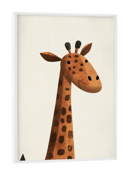 Poster mit weißem Rahmen "Giraffe Illustration für Kinder" artboxONE - Für Kinder,Tiere,Lustig - Giraffe,Tier,Kinder,Cartoon,Kinderzimmer,Lustig,Süß