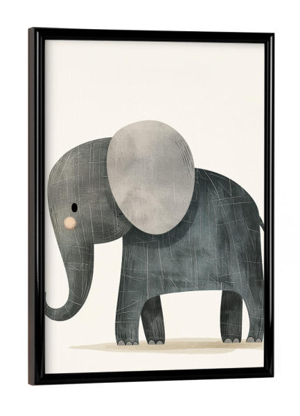 Poster mit schwarzem Rahmen "Elefant Illustration für Kinder" artboxONE - Für Kinder,Tiere,Lustig