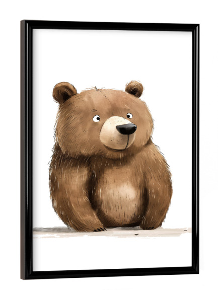 Poster mit schwarzem Rahmen "Braunbär - Kinderillustration" artboxONE - Für Kinder,Tiere,Lustig - Bär,Kinder,Kinderzimmer,Lustig,Süß,Cartoon,Braunbär