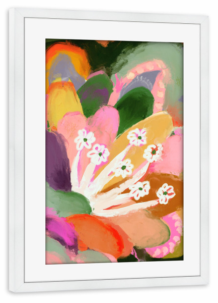 Poster mit Rahmen weiß "Farbenfrohes Blühen" artboxONE - Floral,Abstrakt,Für Mama