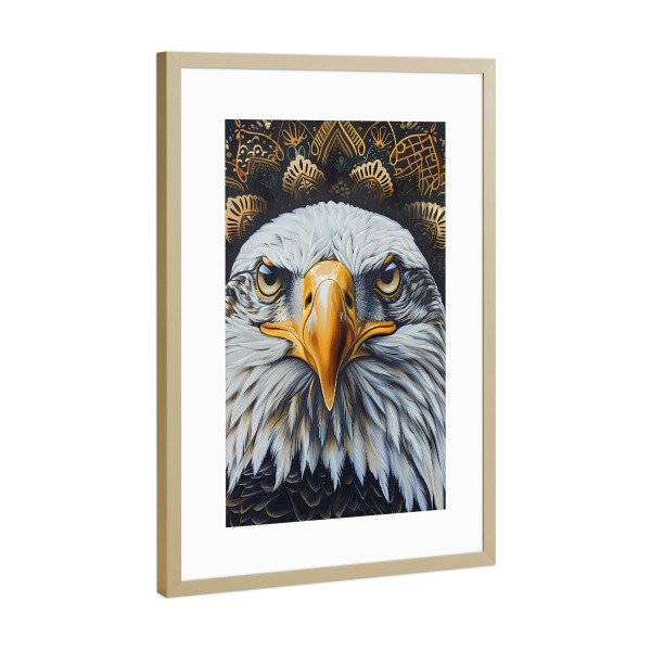 Poster mit Rahmen Gold "Mandala - Adler" artboxONE - Natur,Tiere,Abstrakt