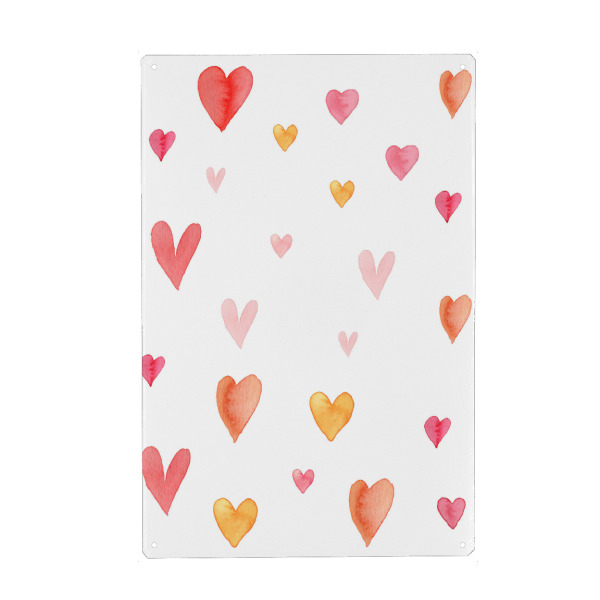 Holzbild "Bunte Herzen" artboxONE - Liebe - Bunt,Herzen,Liebe,Rot,Minimalistisch