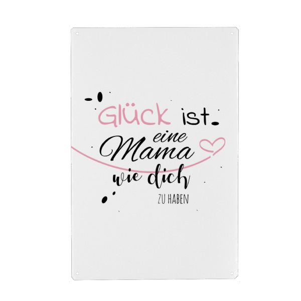 Metall Poster "Glück ist Mama" artboxONE - Typografie,Liebe,Für Mama - Mama,Muttertag,Liebe,Typo,Typografie,Minimalistisch - Blechschild