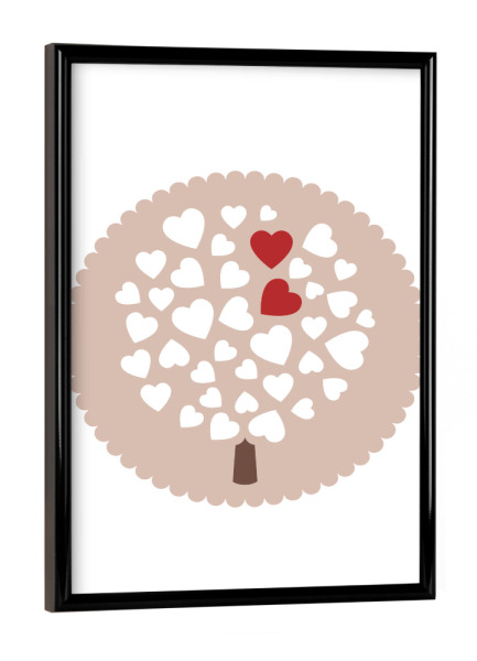 Poster mit schwarzem Rahmen "Liebesbaum" artboxONE - Abstrakt,Liebe - Liebe,Baum,Herz,Herzen,Abstrakt
