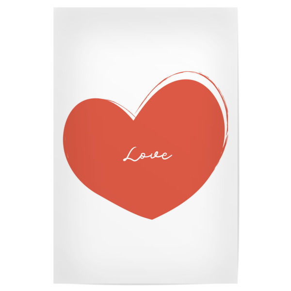 Poster 30x20 cm "Liebe im Herzen" artboxONE - Typografie,Liebe - Liebe,Herz,Rot,Illustration,Typo,Typografie,Minimalismus