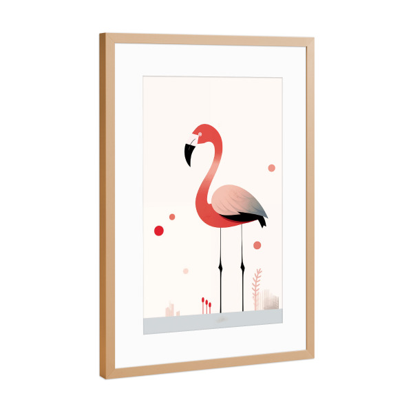 Poster mit Rahmen Kupfer "Cartoon Flamingo" artboxONE - Für Kinder,Tiere - Cartoon,Flamingo,Vogel,Tier,Kinder,Kinderzimmer,Bunt,Ki
