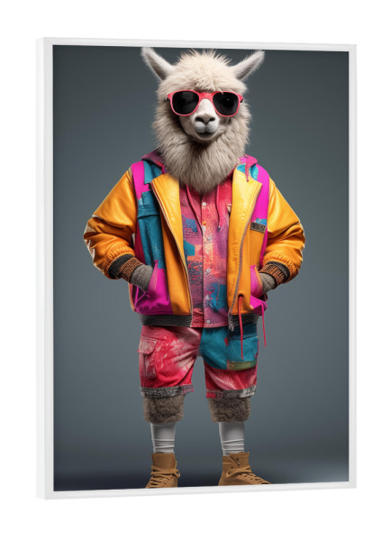 Poster mit weißem Rahmen "Cooler Alpaka" artboxONE - Tiere,Lustig