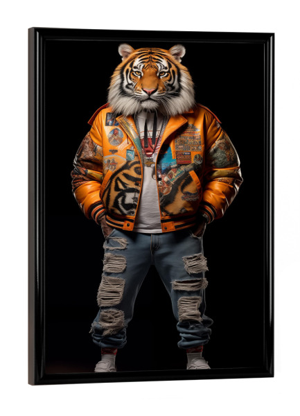Poster mit schwarzem Rahmen "Tiger Collage" artboxONE - Tiere,Lustig - Tiger,Cool,Tier,Collage,Lustig,80s,80er,Style,Fashion,Mode,Hiphop