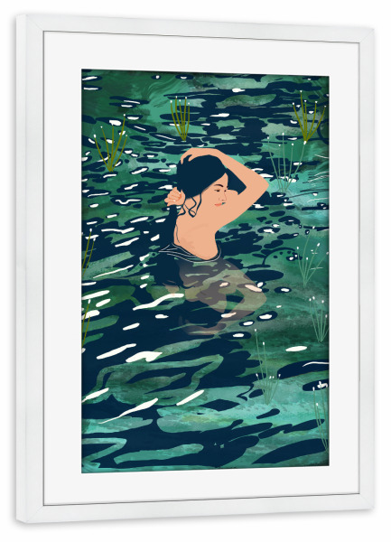 Poster mit Rahmen weiß "Die Geburt eines Sees" artboxONE - Natur,Menschen