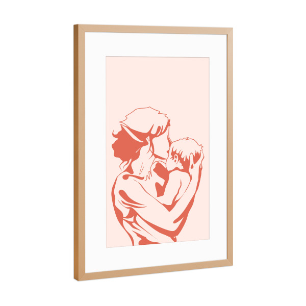 Poster mit Rahmen Kupfer "Mutterschaft Illustration" artboxONE - Menschen,Liebe