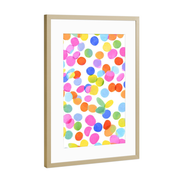 Poster mit Rahmen Gold "BuntesKonfetti" artboxONE - Für Kinder,Abstrakt