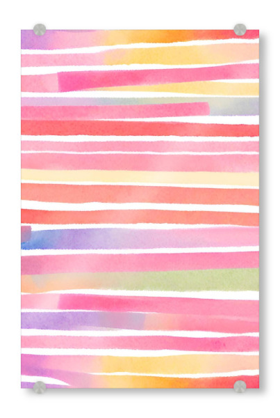 Acrylglasbild "Bunte Streifen" artboxONE - Für Kinder,Abstrakt,Lustig - Gestreift,Streifen,Sommer,Fröhlich,Aquarell,Abstrakt