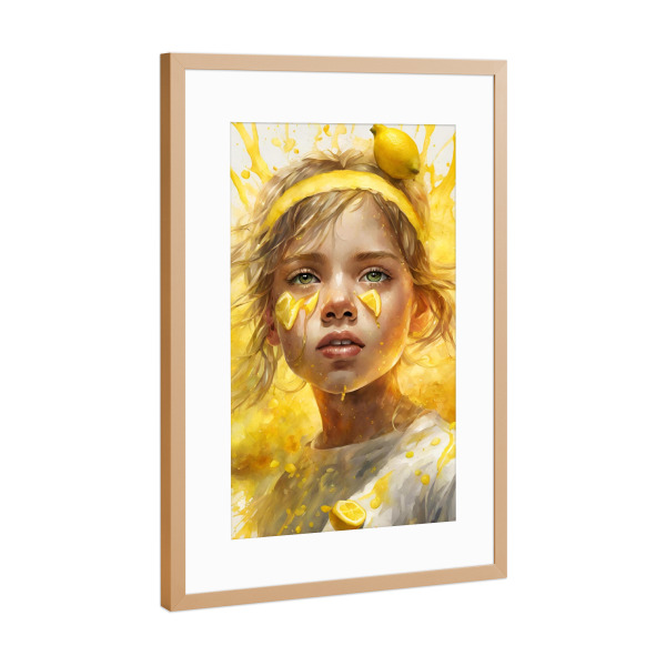 Poster mit Rahmen Kupfer "Zitronenmädchen" artboxONE - Abstrakt,Menschen,Fiktion