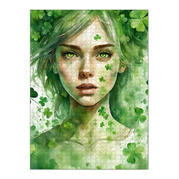 Puzzle Ravensburger "Kleeblatt Frau Porträt" artboxONE - Abstrakt,Menschen,Fiktion