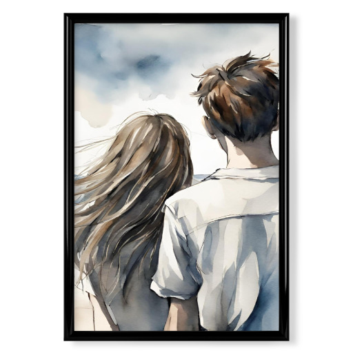 Couple on the beach, watercolor