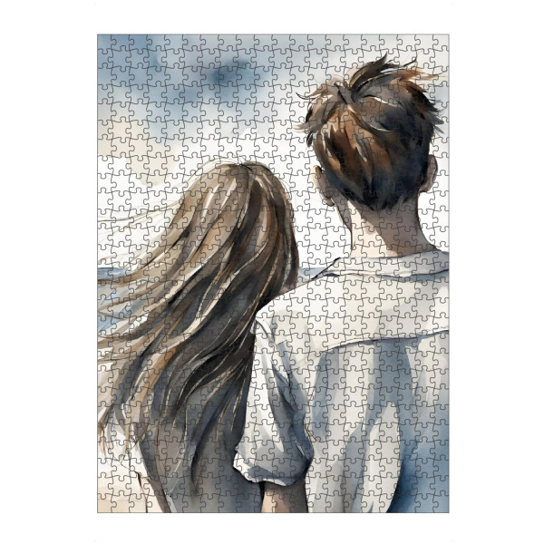 Puzzle Ravensburger "Paar am Strand, Aquarell" artboxONE - Menschen,Reise / Strand und Meer,Liebe