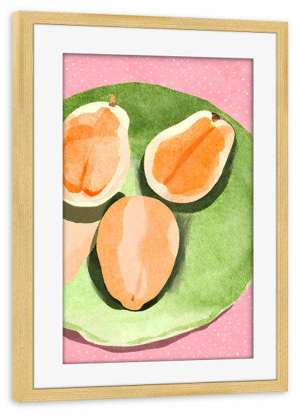 Poster mit Rahmen kiefer "Papayas auf Tisch" artboxONE - Essen & Trinken / Obst & Gemüse